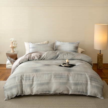 91家纺网 家纺一手货源 找家纺 （总）咏绒家纺工厂店 2025新款60S奥地利兰精天丝数码印花暗合简约款系列四件套