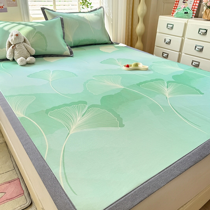 91家纺网 家纺一手货源 找家纺 518家纺 2025新款亲肤舒适A类碳光冰丝抗菌凉席【提供买家秀】席子【提供买家秀】-床笠款 银杏