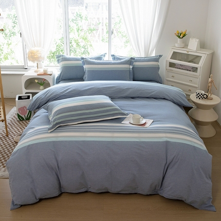 91家纺网 家纺一手货源 找家纺 （总）木易家居 2025新款全棉色织水洗棉四件套