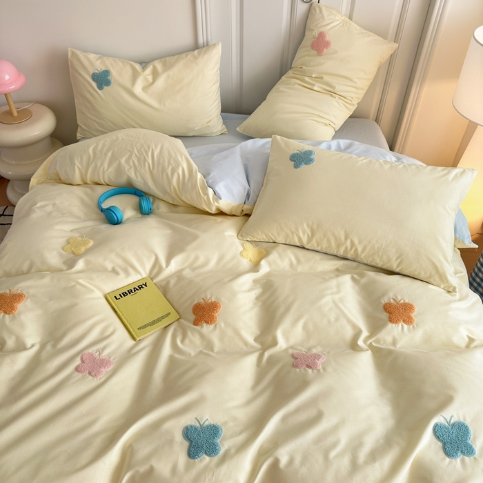 91家纺网 家纺一手货源 找家纺 锦觅2025新款奶油小清新毛巾绣全棉纯棉四件套（专版花型必须控价） 五彩斑斓