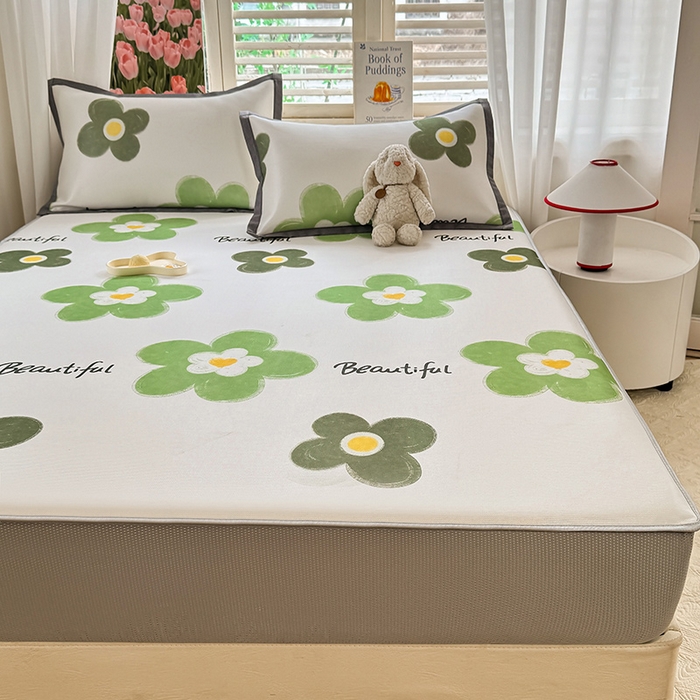 91家纺网 家纺一手货源 找家纺 518家纺 2025新款亲肤舒适A类碳光冰丝抗菌凉席【提供买家秀】席子【提供买家秀】-平铺款 春意