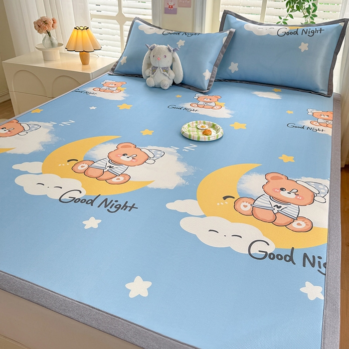 91家纺网 家纺一手货源 找家纺 518家纺 2026新款亲肤舒适A类碳光冰丝抗菌凉席【提供买家秀】席子【提供买家秀】-床笠款 晚安