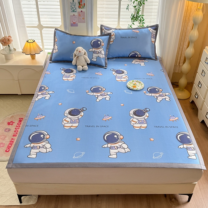 91家纺网 家纺一手货源 找家纺 518家纺 2026新款亲肤舒适A类碳光冰丝抗菌凉席【提供买家秀】席子【提供买家秀】-床笠款 太空礼物