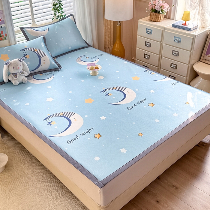 91家纺网 家纺一手货源 找家纺 518家纺 2026新款亲肤舒适A类碳光冰丝抗菌凉席【提供买家秀】席子【提供买家秀】-床笠款 星月物语