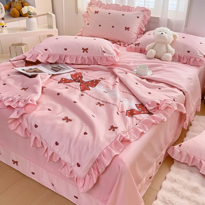 91家纺网 家纺一手货源 找家纺 （总）找底底家纺 2025新款60S水洗天丝夏被夏凉被空调被床裙四件套