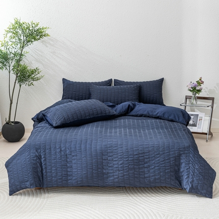 （总）恩和家纺 2025新款条纹立体泡泡纱亲肤棉四件套