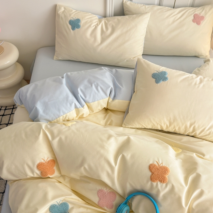 91家纺网 家纺一手货源 找家纺 锦觅2025新款奶油小清新毛巾绣全棉纯棉四件套（专版花型必须控价） 五彩斑斓