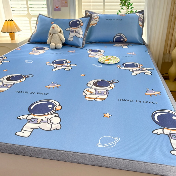 91家纺网 家纺一手货源 找家纺 518家纺 2026新款亲肤舒适A类碳光冰丝抗菌凉席【提供买家秀】席子【提供买家秀】-床笠款 太空礼物