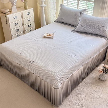 91家纺网 家纺一手货源 找家纺 （总）优家居 2025新款A类轻奢PE凉感冰丝席床盖夏季冰豆豆凉席三件套可机洗水洗空调软席