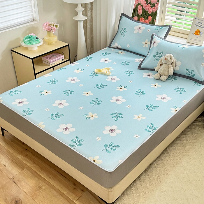 91家纺网 家纺一手货源 找家纺 518家纺 2025新款亲肤舒适A类碳光冰丝抗菌凉席【提供买家秀】席子【提供买家秀】-平铺款 花昔