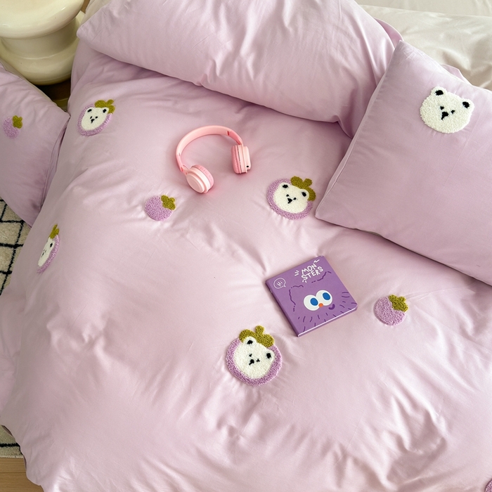 91家纺网 家纺一手货源 找家纺 锦觅2025新款奶油小清新毛巾绣全棉纯棉四件套（专版花型必须控价） 甜蜜幸福