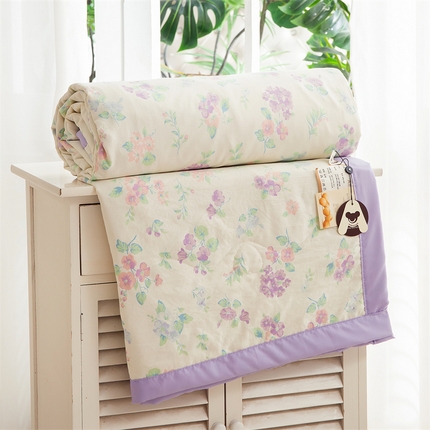 91家纺网 家纺一手货源 找家纺 博睿家纺 2025新款A类水洗双层纱皱皱纱大豆纤维被夏被夏凉被空调被 夕颜