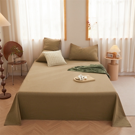 名优家纺 2025新款全棉色织水洗棉单品系列-单床单 千鸟格-咖