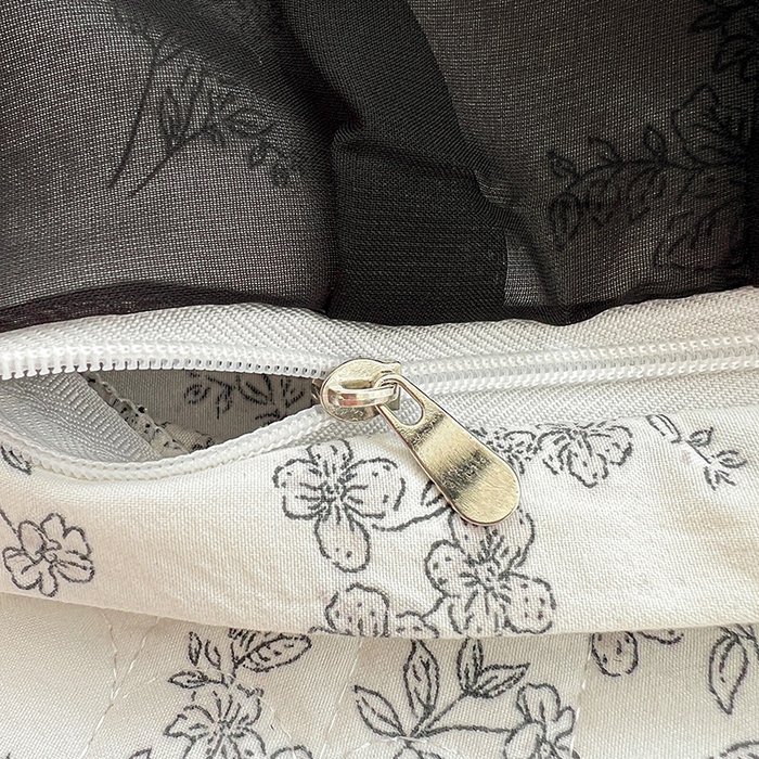 91家纺网 家纺一手货源 找家纺 艾橙 2025新款法式赫本风水洗棉印花雪纺花边单被套 澜音花香