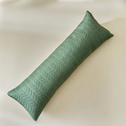 91家纺网 家纺一手货源 找家纺 温宁家纺2025新款跨境绗缝化纤水洗棉长枕-麦穗 绿色