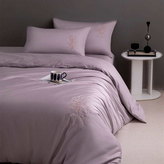 91家纺网 家纺一手货源 找家纺 2025新款50S100支全棉四件套单品系列-四件套 烟紫