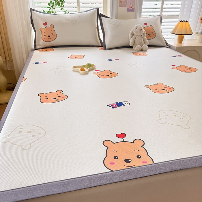 91家纺网 家纺一手货源 找家纺 518家纺 2025新款亲肤舒适A类碳光冰丝抗菌凉席【提供买家秀】席子【提供买家秀】-床笠款 维尼熊