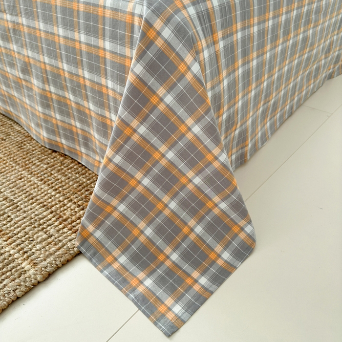 91家纺网 家纺一手货源 找家纺 2025新款水洗棉单床单 映像格灰