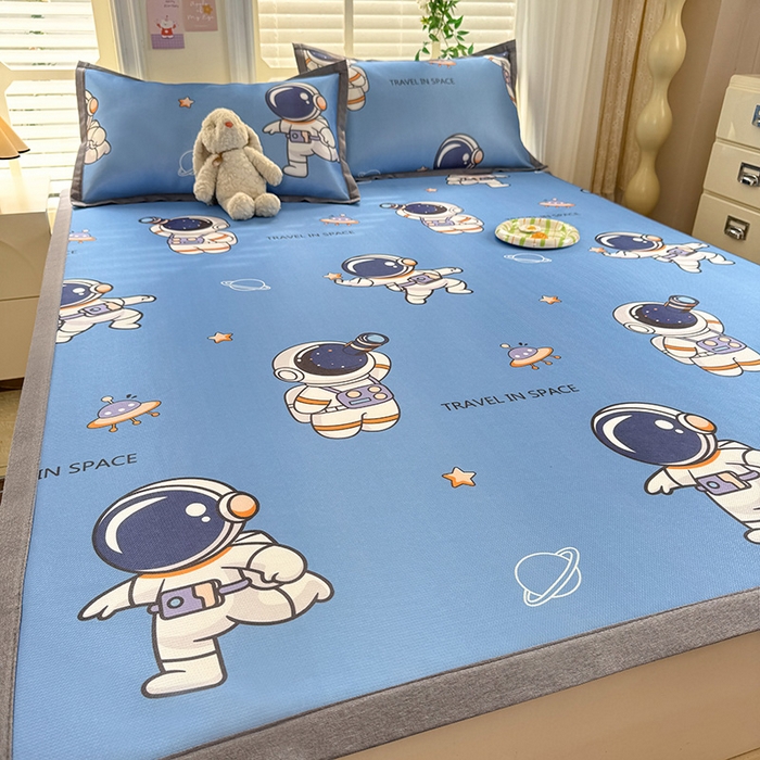 91家纺网 家纺一手货源 找家纺 518家纺 2026新款亲肤舒适A类碳光冰丝抗菌凉席【提供买家秀】席子【提供买家秀】-床笠款 太空礼物