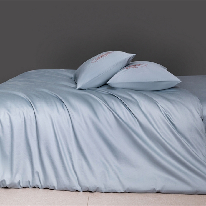 91家纺网 家纺一手货源 找家纺 2025新款50S100支全棉四件套单品系列-四件套 飘蓝