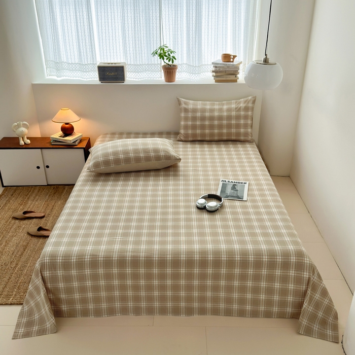 91家纺网 家纺一手货源 找家纺 2025新款水洗棉单床单 柔光格米