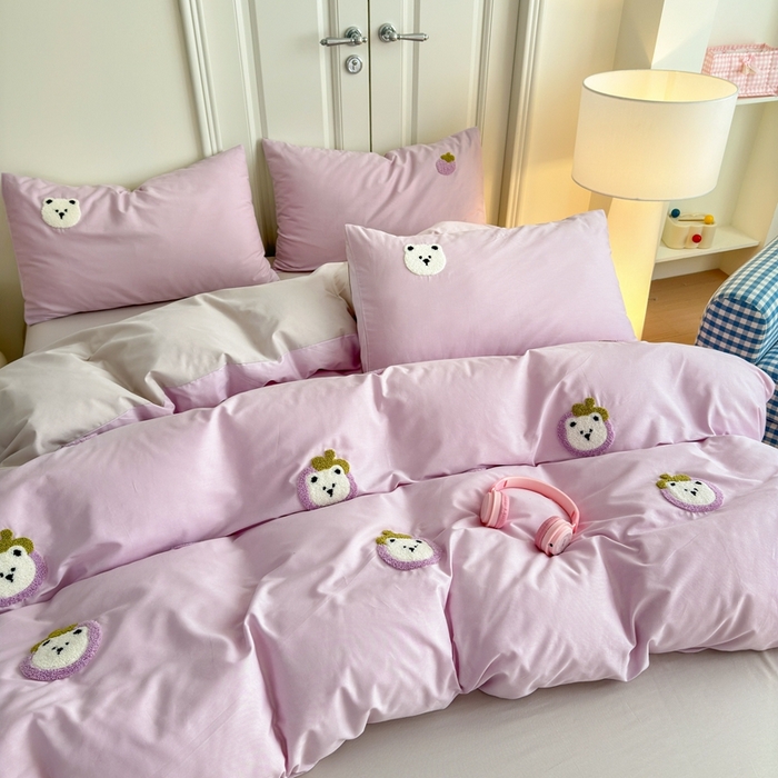 91家纺网 家纺一手货源 找家纺 锦觅2025新款奶油小清新毛巾绣全棉纯棉四件套（专版花型必须控价） 甜蜜幸福