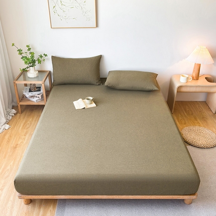 名优家纺 2025新款全棉色织水洗棉单品系列-单床笠 千鸟格-绿