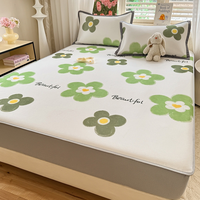 91家纺网 家纺一手货源 找家纺 518家纺 2025新款亲肤舒适A类碳光冰丝抗菌凉席【提供买家秀】席子【提供买家秀】-平铺款 春意