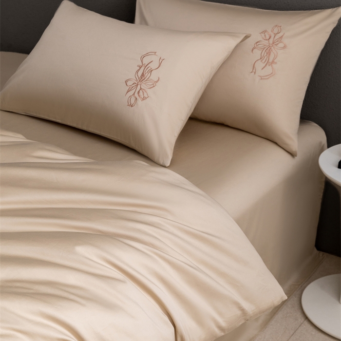 91家纺网 家纺一手货源 找家纺 2025新款50S100支全棉四件套单品系列-四件套 卡其色