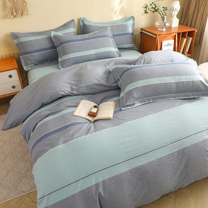 91家纺网 家纺一手货源 找家纺 木易家居 2025新款全棉色织水洗棉四件套 曼达拉