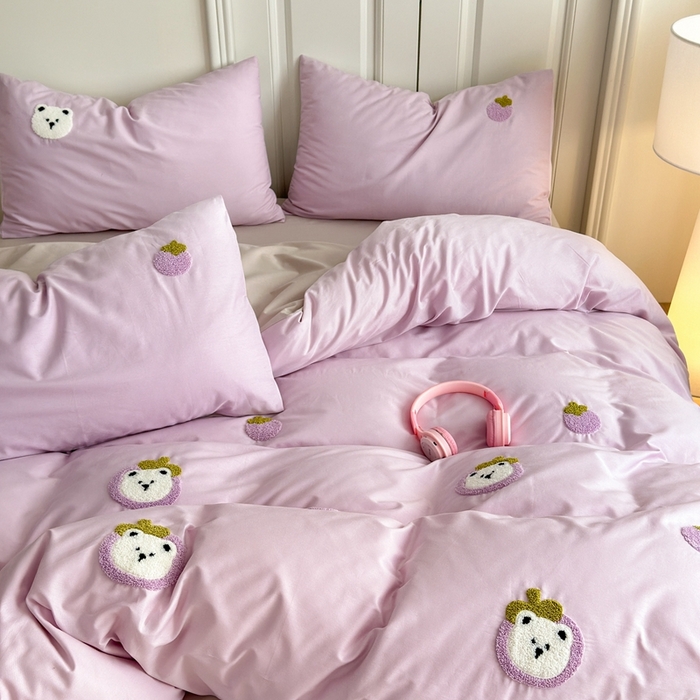 91家纺网 家纺一手货源 找家纺 锦觅2025新款奶油小清新毛巾绣全棉纯棉四件套（专版花型必须控价） 甜蜜幸福