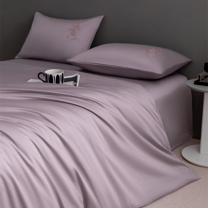 91家纺网 家纺一手货源 找家纺 2025新款50S100支全棉四件套单品系列-四件套 烟紫