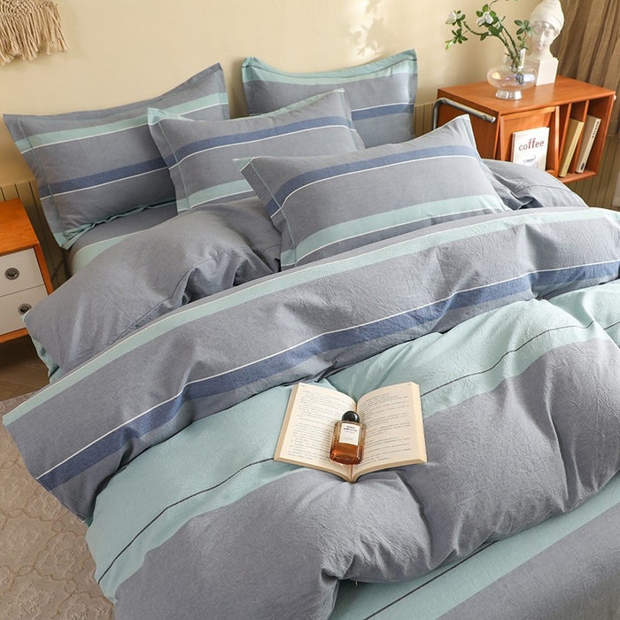 91家纺网 家纺一手货源 找家纺 木易家居 2025新款全棉色织水洗棉四件套 曼达拉