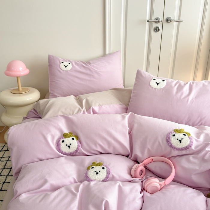 91家纺网 家纺一手货源 找家纺 锦觅2025新款奶油小清新毛巾绣全棉纯棉四件套（专版花型必须控价） 甜蜜幸福