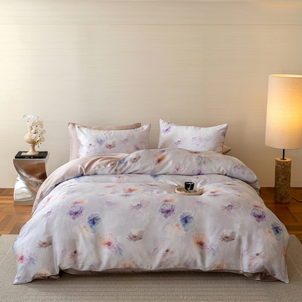 91家纺网 家纺一手货源 找家纺 （总）咏绒家纺工厂店 2025新款60S奥地利兰精天丝数码印花暗合简约款系列四件套