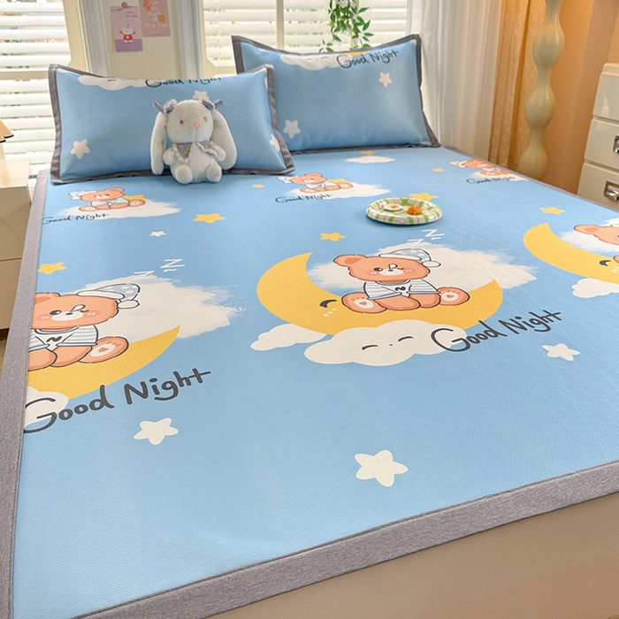 91家纺网 家纺一手货源 找家纺 518家纺 2026新款亲肤舒适A类碳光冰丝抗菌凉席【提供买家秀】席子【提供买家秀】-床笠款 晚安