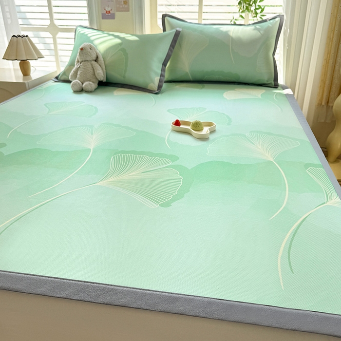 91家纺网 家纺一手货源 找家纺 518家纺 2025新款亲肤舒适A类碳光冰丝抗菌凉席【提供买家秀】席子【提供买家秀】-床笠款 银杏