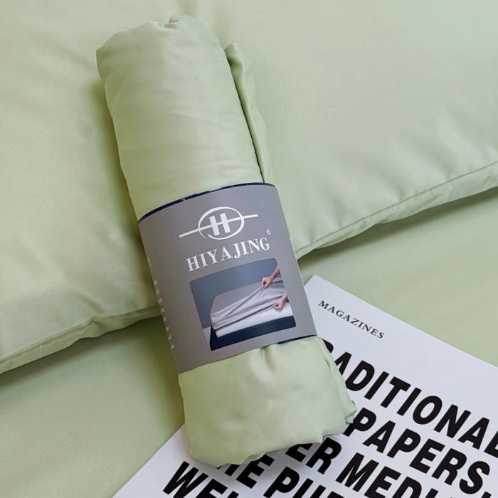 91家纺网 家纺一手货源 找家纺 兜米家居 2025新款床笠A类水洗真丝床笠三件套 冰绿