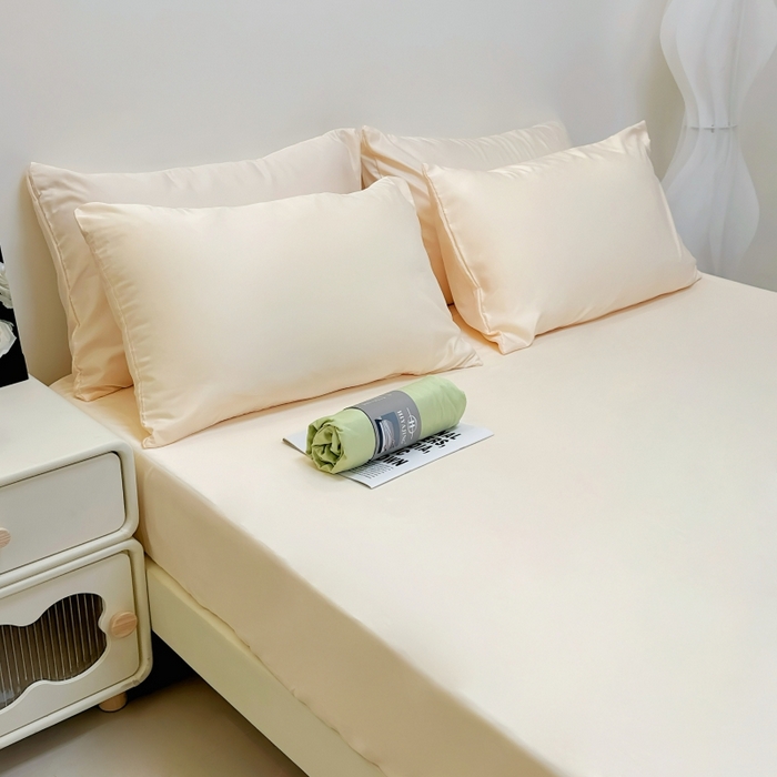 91家纺网 家纺一手货源 找家纺 兜米家居 2025新款床笠A类水洗真丝床笠三件套 冰玉