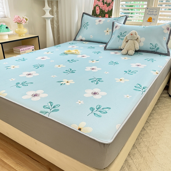 91家纺网 家纺一手货源 找家纺 518家纺 2025新款亲肤舒适A类碳光冰丝抗菌凉席【提供买家秀】席子【提供买家秀】-平铺款 花昔