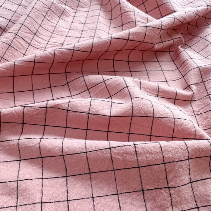 91家纺网 家纺一手货源 找家纺 2025新款水洗棉单床单 粉小方格