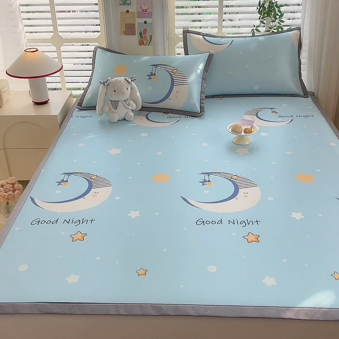 91家纺网 家纺一手货源 找家纺 518家纺 2026新款亲肤舒适A类碳光冰丝抗菌凉席【提供买家秀】席子【提供买家秀】-床笠款 星月物语