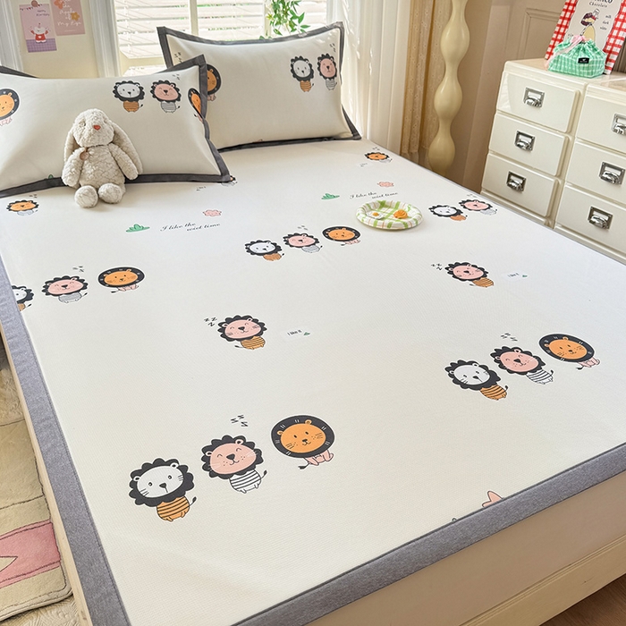 91家纺网 家纺一手货源 找家纺 518家纺 2026新款亲肤舒适A类碳光冰丝抗菌凉席【提供买家秀】席子【提供买家秀】-床笠款 狮子王国