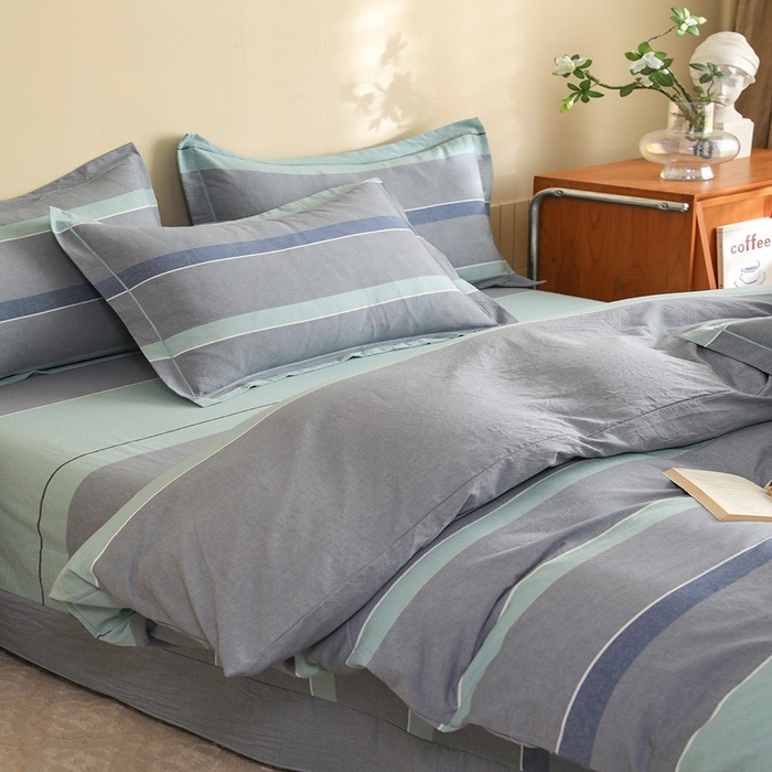 91家纺网 家纺一手货源 找家纺 木易家居 2025新款全棉色织水洗棉四件套 曼达拉