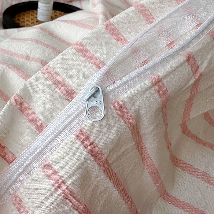 91家纺网 家纺一手货源 找家纺 水洗的故事 2025新款全棉色织水洗棉四件套 简序-粉