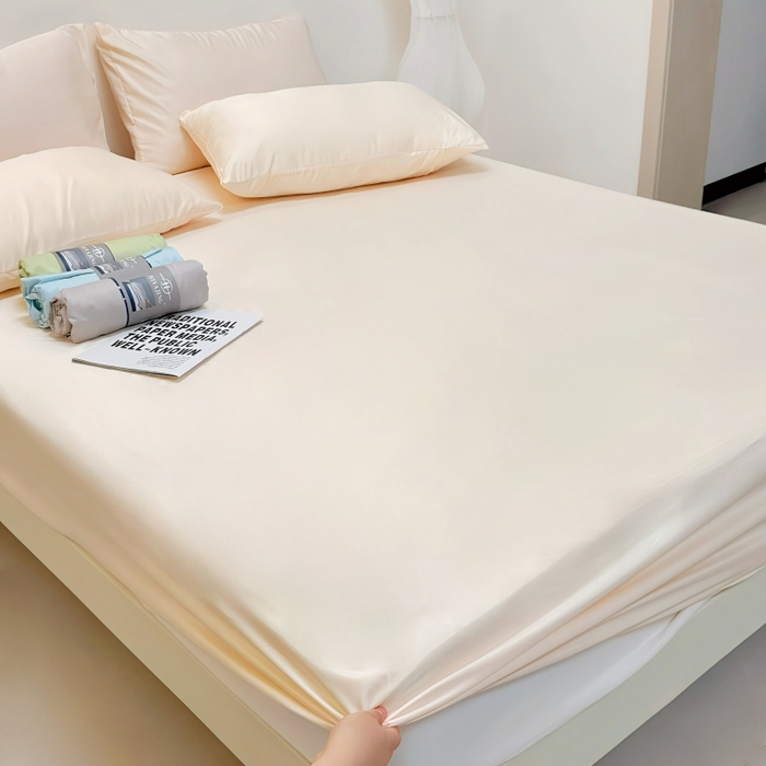 91家纺网 家纺一手货源 找家纺 兜米家居 2025新款床笠A类水洗真丝床笠三件套 冰玉