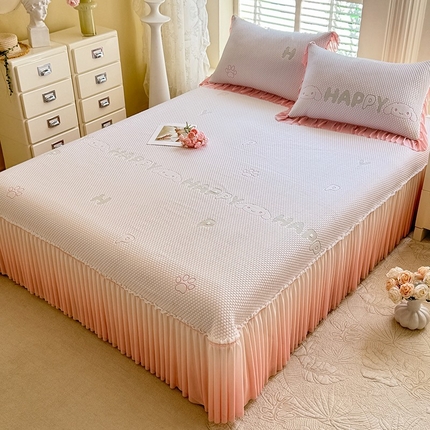 优家居 2025新款A类轻奢PE凉感冰丝席床盖夏季冰豆豆凉席三件套可机洗水洗空调软席 PE-卡通粉