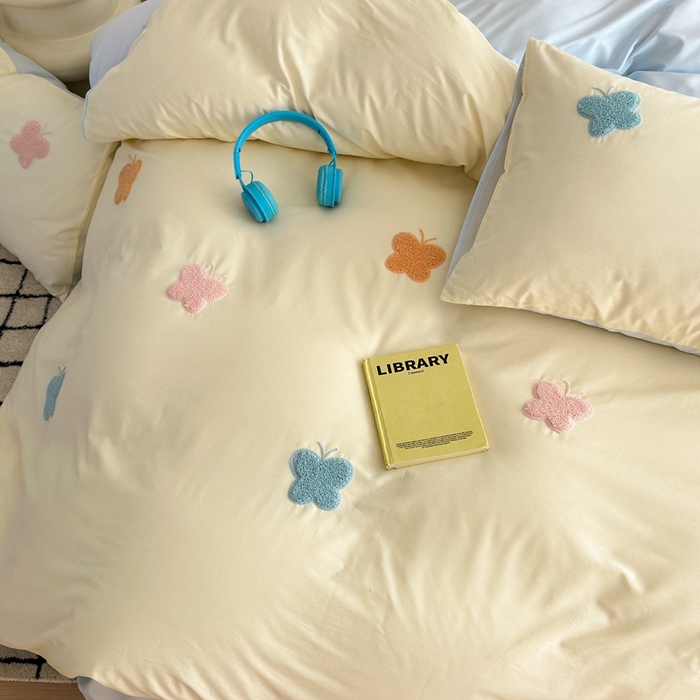 91家纺网 家纺一手货源 找家纺 锦觅2025新款奶油小清新毛巾绣全棉纯棉四件套（专版花型必须控价） 五彩斑斓