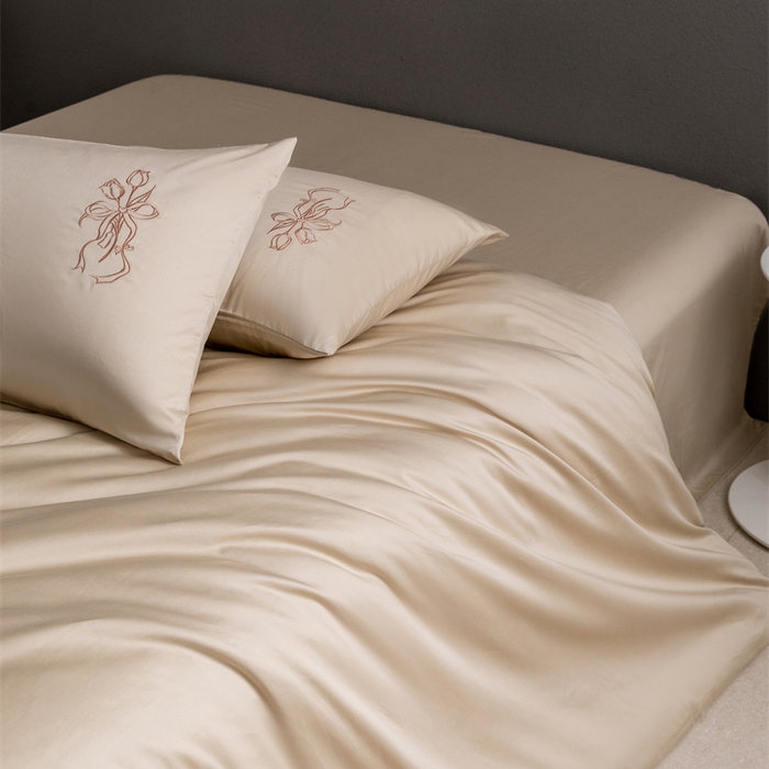 91家纺网 家纺一手货源 找家纺 2025新款50S100支全棉四件套单品系列-四件套 卡其色