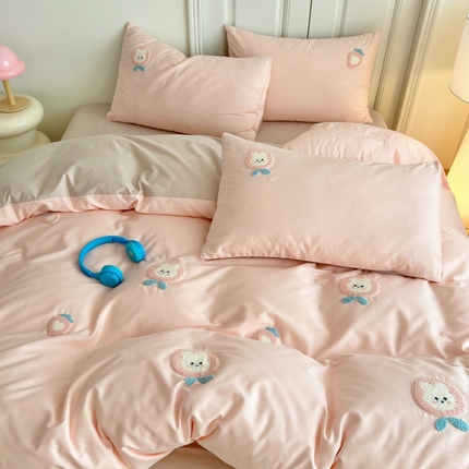 91家纺网 家纺一手货源 找家纺 （总）锦觅2025新款奶油小清新毛巾绣全棉纯棉四件套（专版花型必须控价）